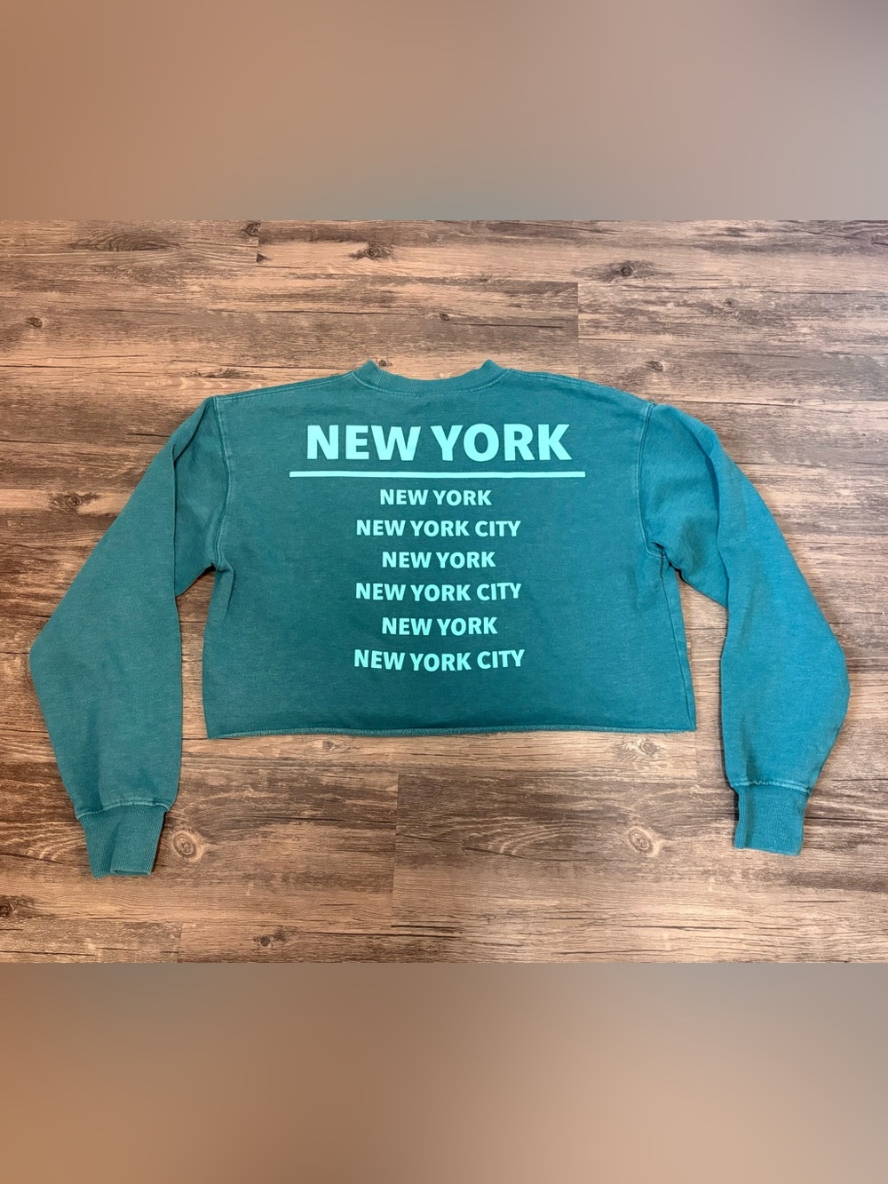 wild fable Teal Green 'New York' Graphic Crewneck Sweater